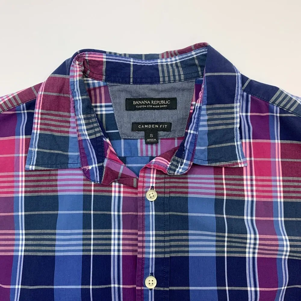 Banana Republic Shirt Mens S Small Multi Plaid Camden Fit Long Sleeve Button Up